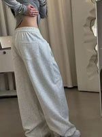 「兩色」「秋季新品 」 S-XL 低腰打褶寬管運動褲