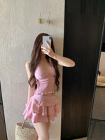 深V荷葉層疊荷葉邊 分體裙式比基尼泳衣