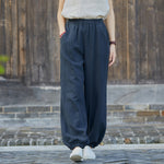 棉麻混紡 | 鬆緊高腰束口燈籠褲