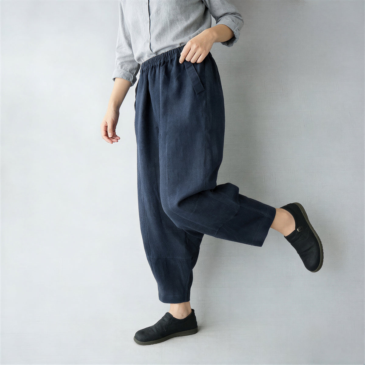 「多色」S~5XL 鬆緊腰寬鬆立體哈倫褲