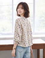 「兩色」「秋季新品 」M-2XL 全棉甄選 柔軟舒適碎花圓領長袖襯衫