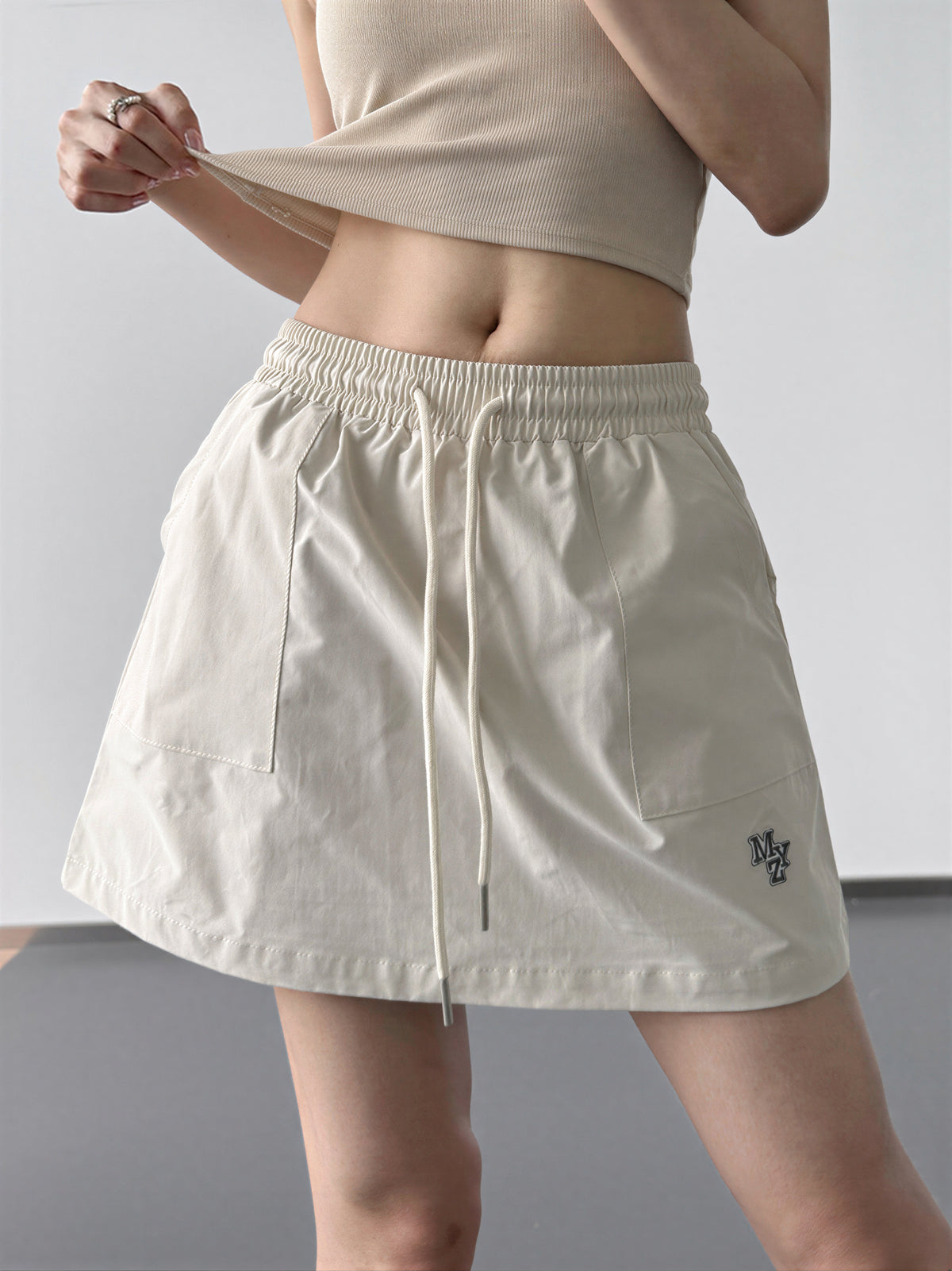 S-XL 鬆緊抽繩A字短裙