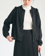「兩色」「秋季新品 」 M-2XL 荷葉邊寬鬆短版夾克