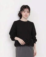 「秋季新品 」「兩色」立體荷葉邊短版衛衣