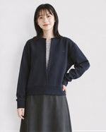 「秋季新品 」S-L 深藍色 深V層次條紋假兩件衛衣
