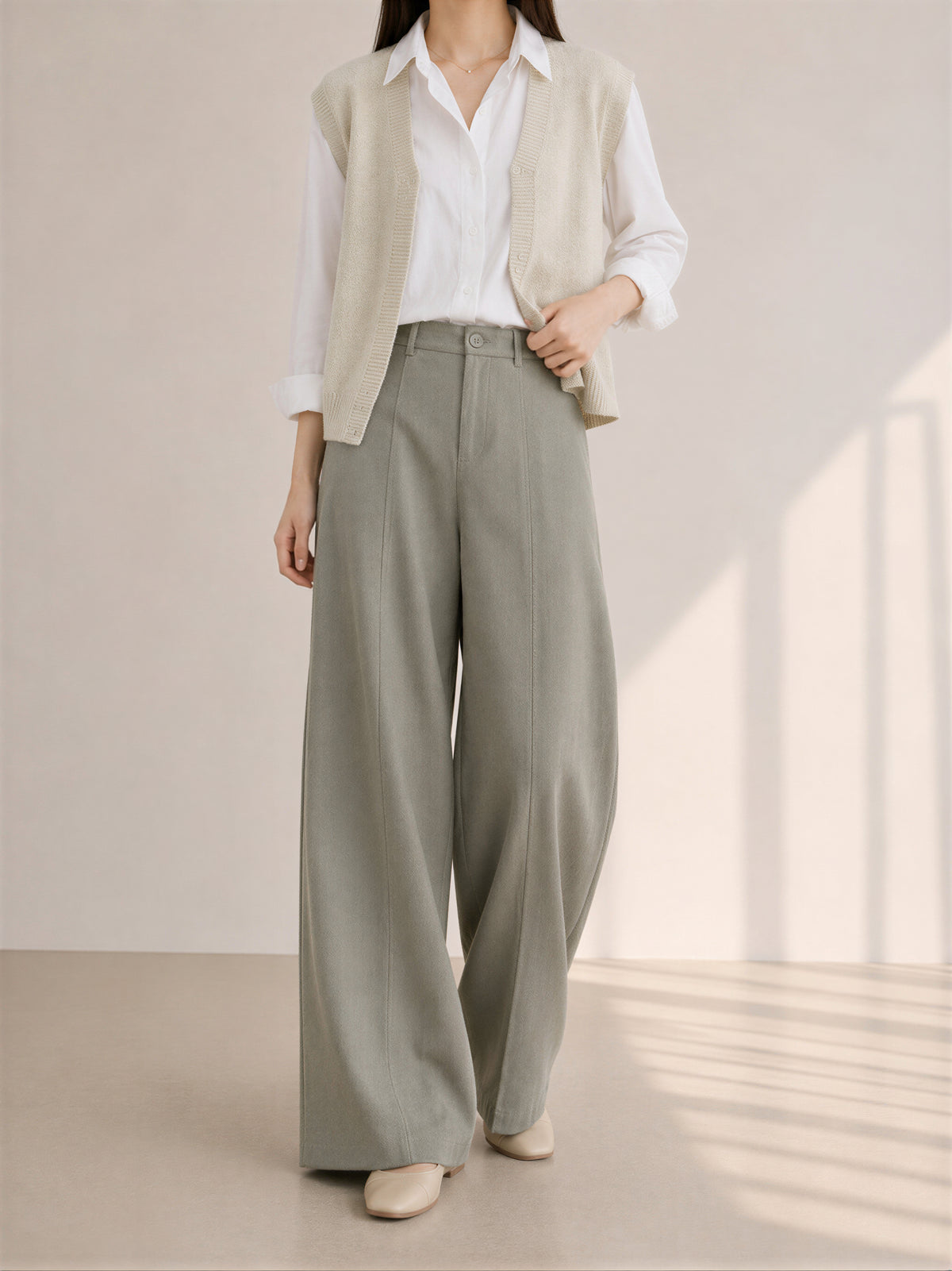 「秋季新品 」「4色」S-XL 高腰垂墜拖地寬褲