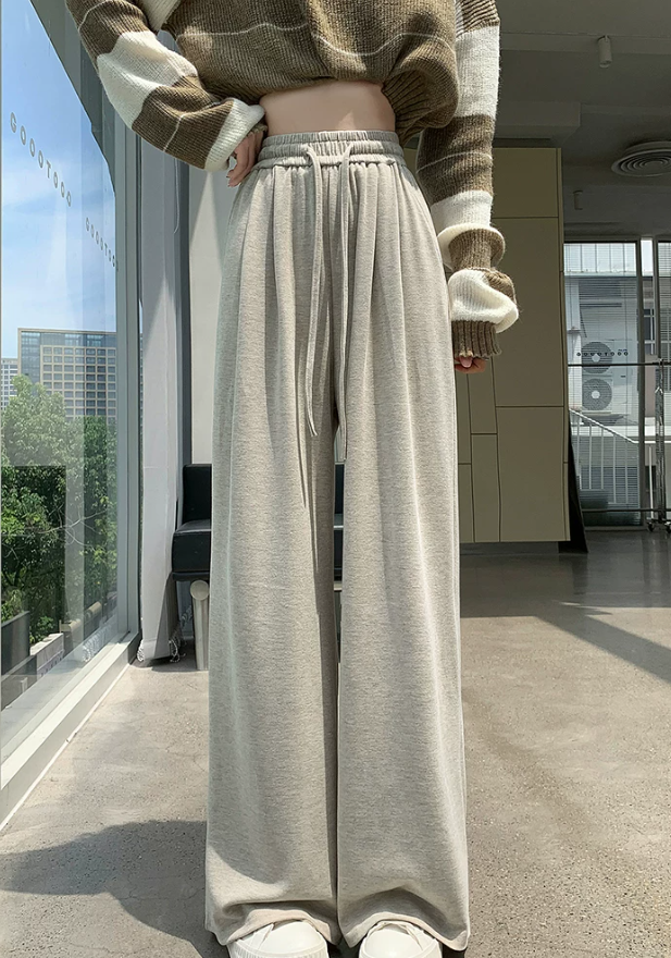「秋季新品 」鬆緊高腰垂墜寬褲