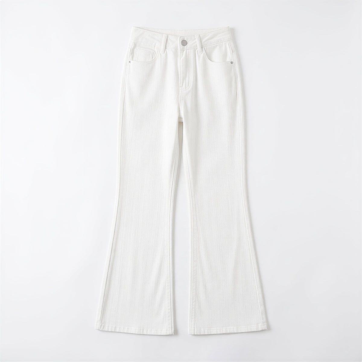 「秋季新品 」S-XL 白色高腰垂墜感寬褲牛仔褲