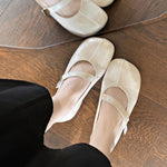 「3色」復古方頭撞色瑪麗珍單平底鞋