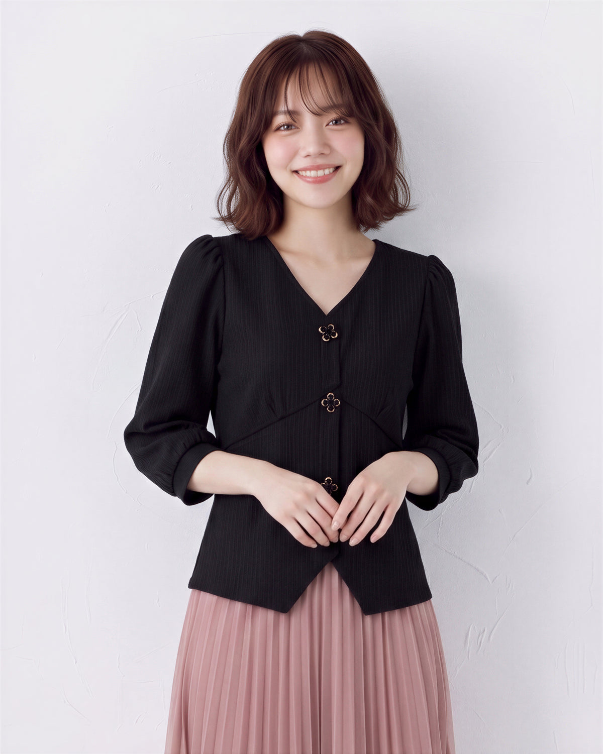 「秋季新品 」 S-XL V領收腰不規則下襬襯衫