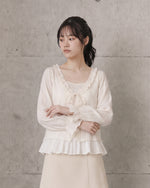 「秋季新品 」「兩色」S-XL 木耳邊綁帶假兩件襯衫