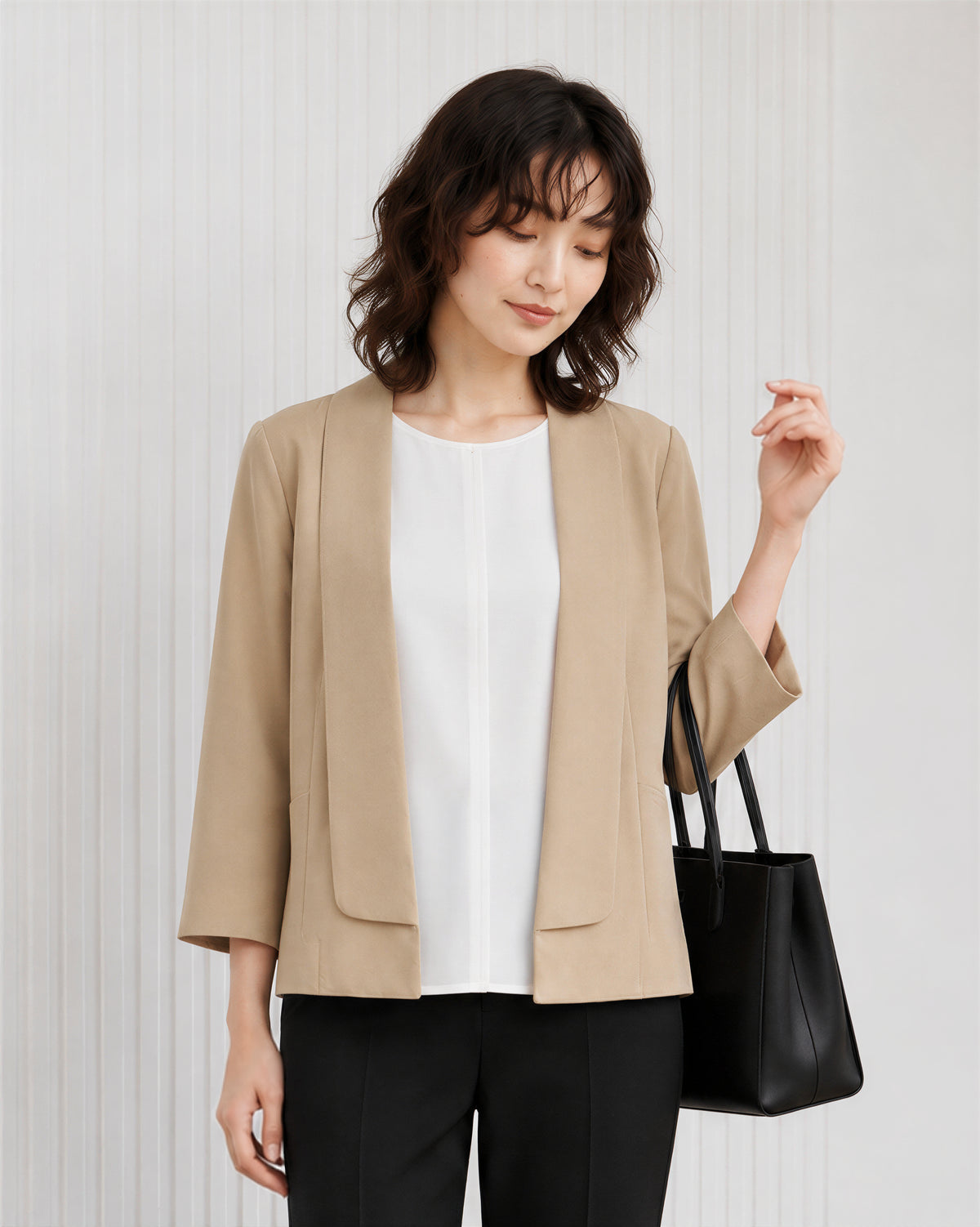 「秋季新品 」「兩色」S-2XL 品質短版開襟七分袖西裝外套