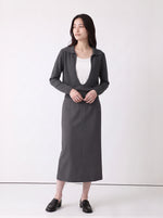 「兩色」S-XL 翻領深V拼接 | 收腰假兩件針織衫