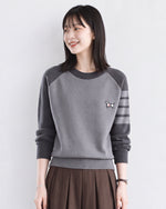 「秋季新品 」「3色」撞色插肩袖條紋針織衫