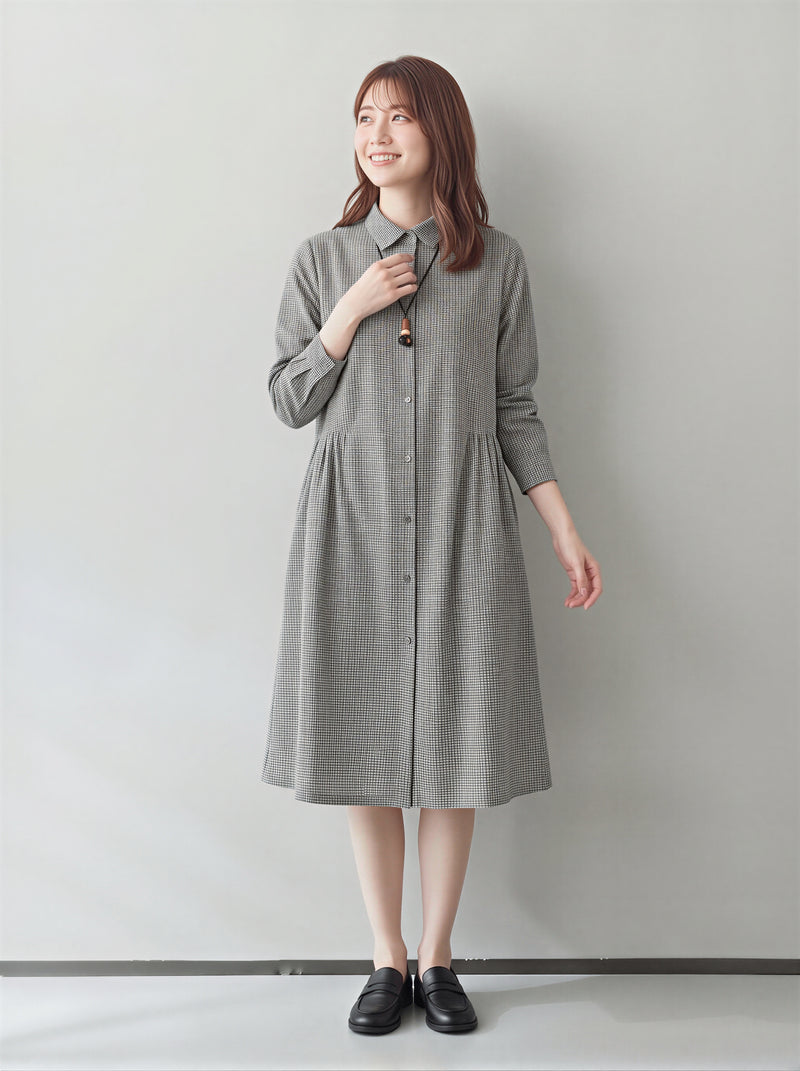 「秋季新品 」「兩色」M-2XL 寬鬆A字擺立體剪裁襯衫洋裝