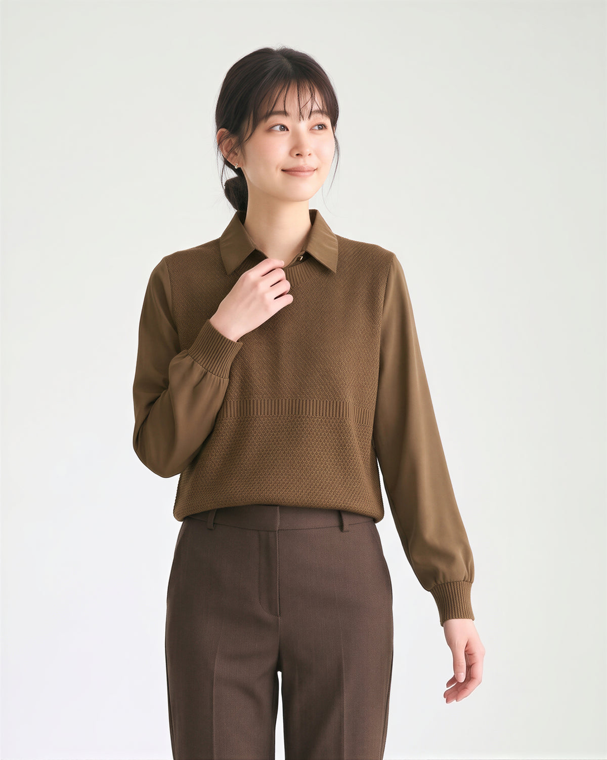 「秋季新品 」「多色」針織馬甲背心假兩件襯衫