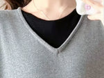 M-2XL 層疊V領直筒長版洋裝