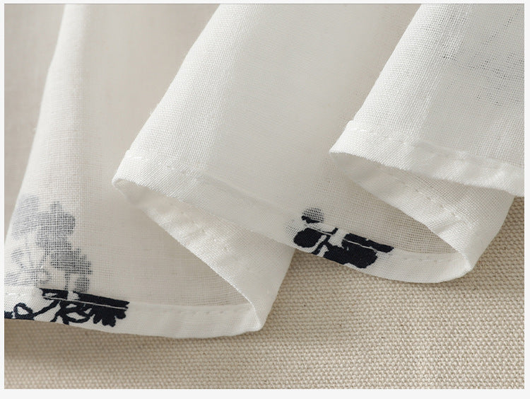 「兩色」M-3XL 小圓領 | 印花寬鬆短袖襯衫