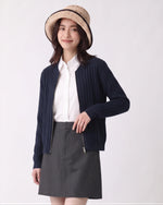 「秋季新品 」「兩色」S-2XL 直條紋修身短版針織開衫