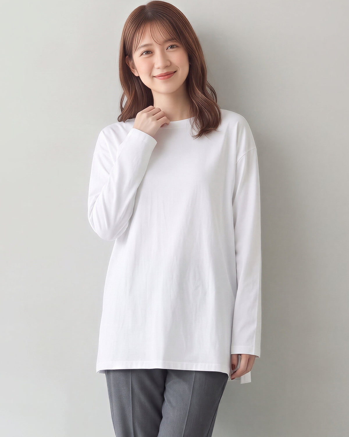 「秋季新品 」「兩色」S-2XL 寬鬆落肩開衩長袖T恤