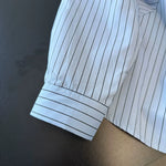 「秋季新品 」L~4XL 拼接條紋印花襯衫