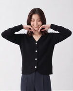 「兩色」S-2XL V領圓弧下襬 | 寬鬆針織開襟衫
