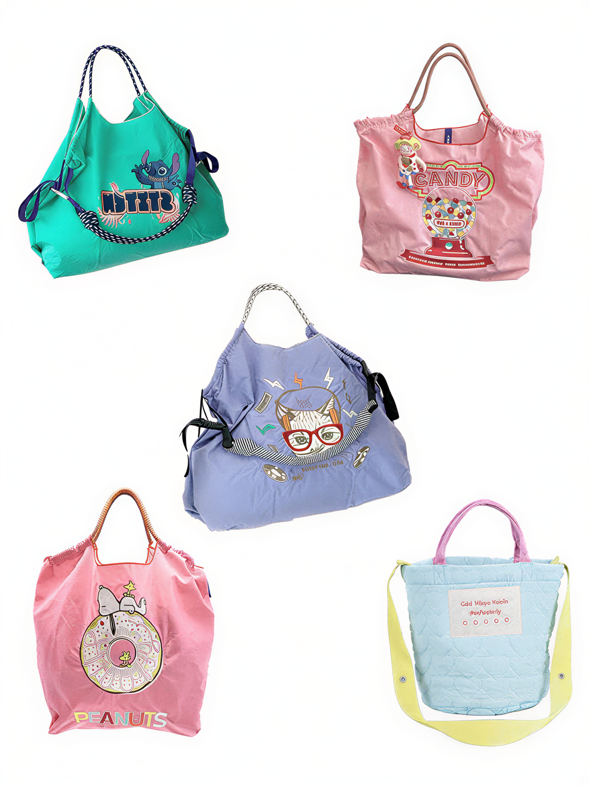 環保購物袋日系尼龍布手提大容量帆布包尼龍刺繡購物包