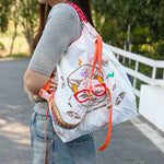環保購物袋日系尼龍布手提大容量帆布包尼龍刺繡購物包