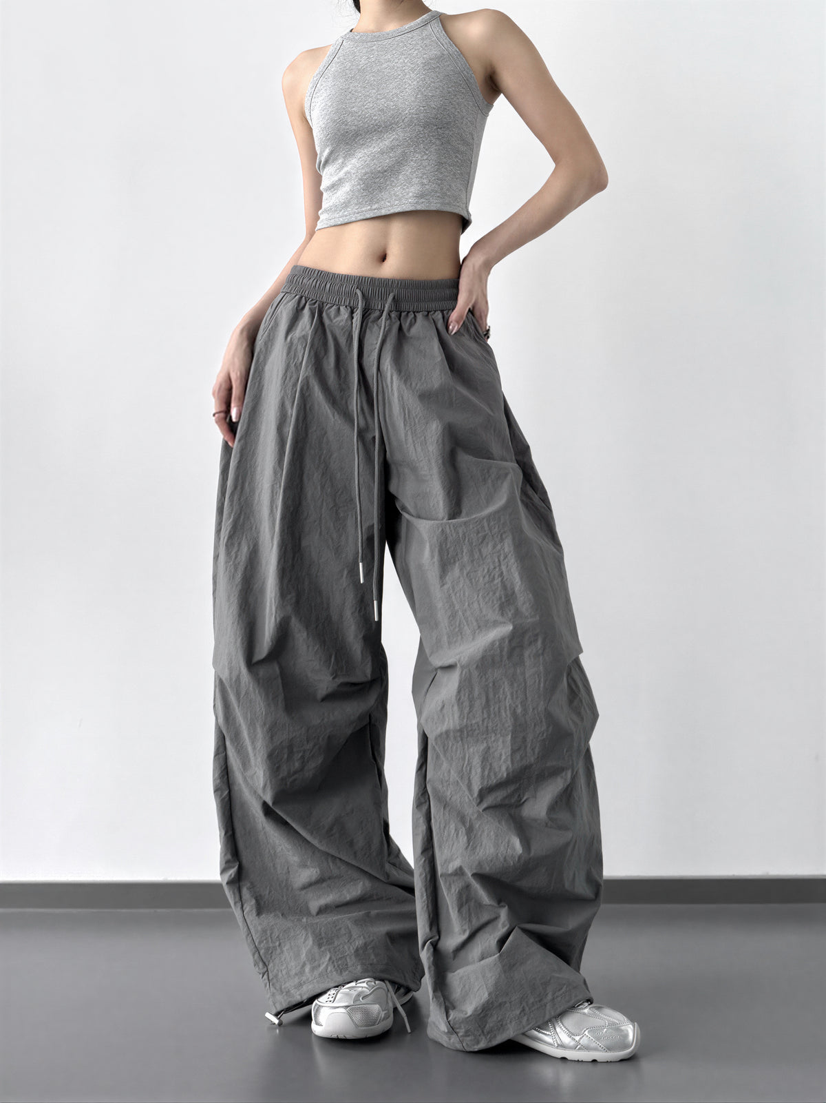 S-XL 「7色」抽繩鬆緊腰 | 立體廓形寬褲工裝褲