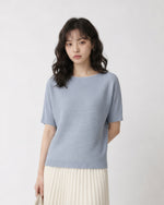「3色」S-XL 寬鬆落肩羅紋針織衫