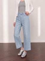 「秋季新品 」「2色」S-XL 高腰中線寬褲牛仔褲
