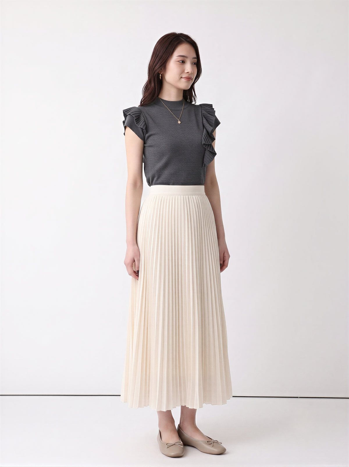 S-2XL 立體荷葉邊修身針織衫