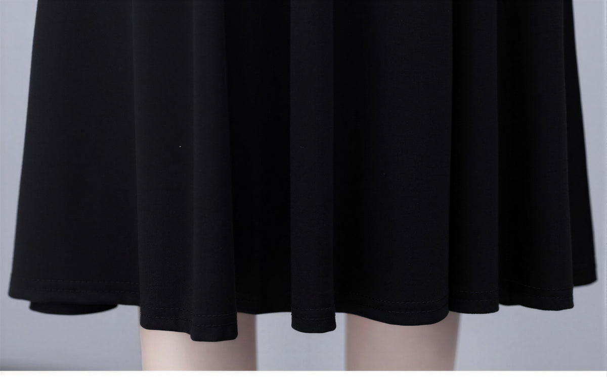 「秋季新品 」M~5XL V領收腰網紗袖蕾絲洋裝