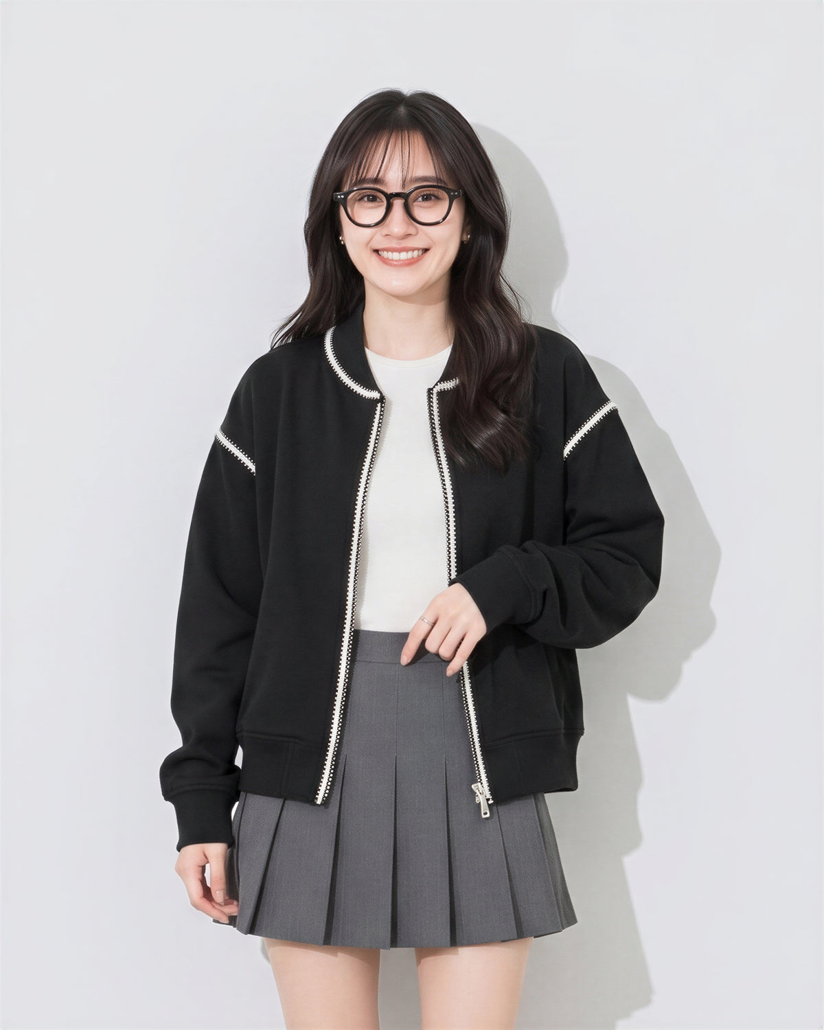 「秋季新品 」 M-XL 撞色滾邊寬鬆棒球外套
