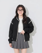 「秋季新品 」 M-XL 撞色滾邊寬鬆棒球外套