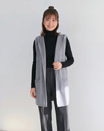 「秋季新品 」「3色」連帽開襟長版背心