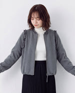 「兩色」「秋季新品 」 M-2XL 荷葉邊寬鬆短版夾克