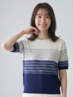 漸層提花圓領針織衫