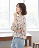 「兩色」「秋季新品 」M-2XL 全棉甄選 柔軟舒適碎花圓領長袖襯衫