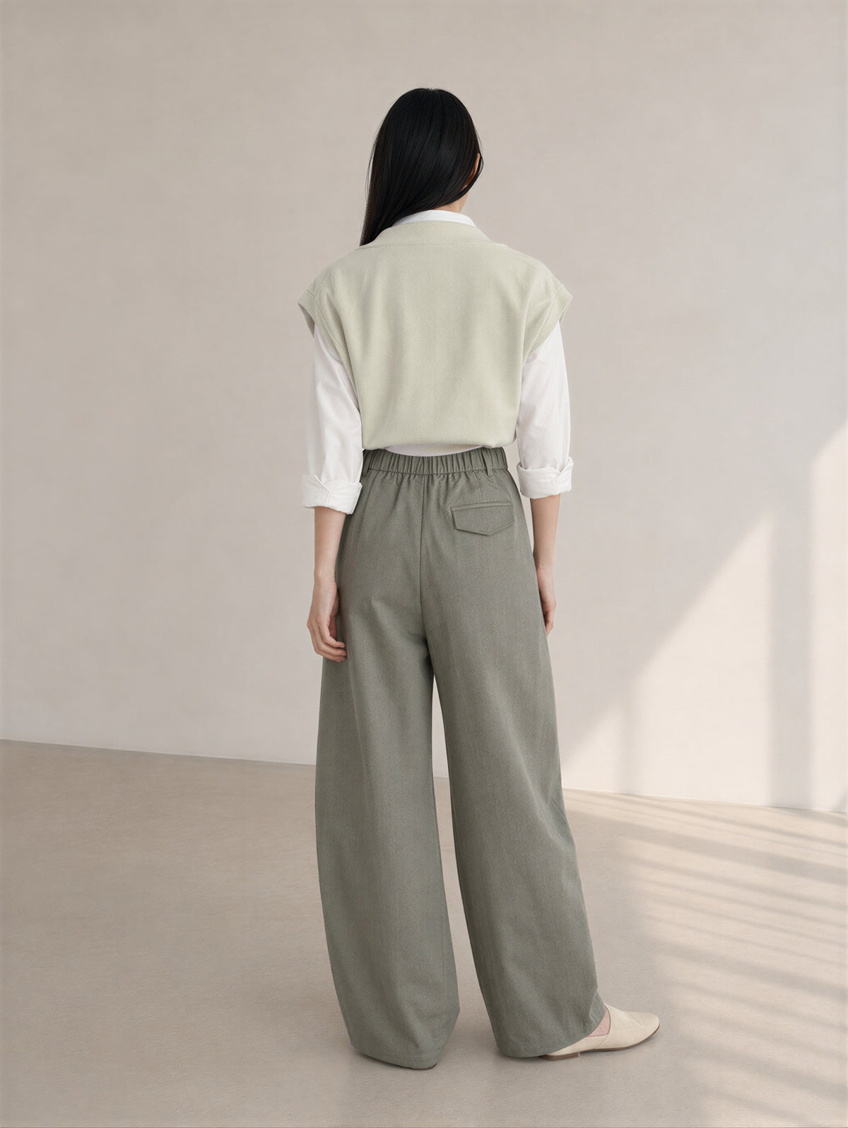 「秋季新品 」「4色」S-XL 高腰垂墜拖地寬褲