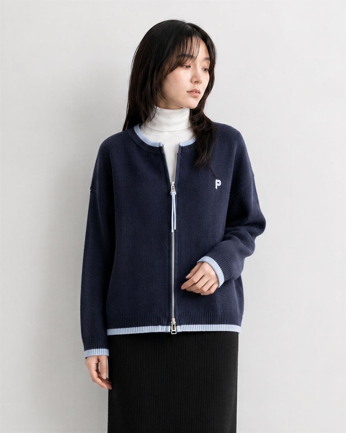 「秋季新品 」「3色」寬鬆落肩 | 拉鍊針織開襟外套