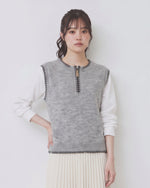 「秋季新品 」S-L 灰色撞色滾邊拉鍊針織拼接襯衫