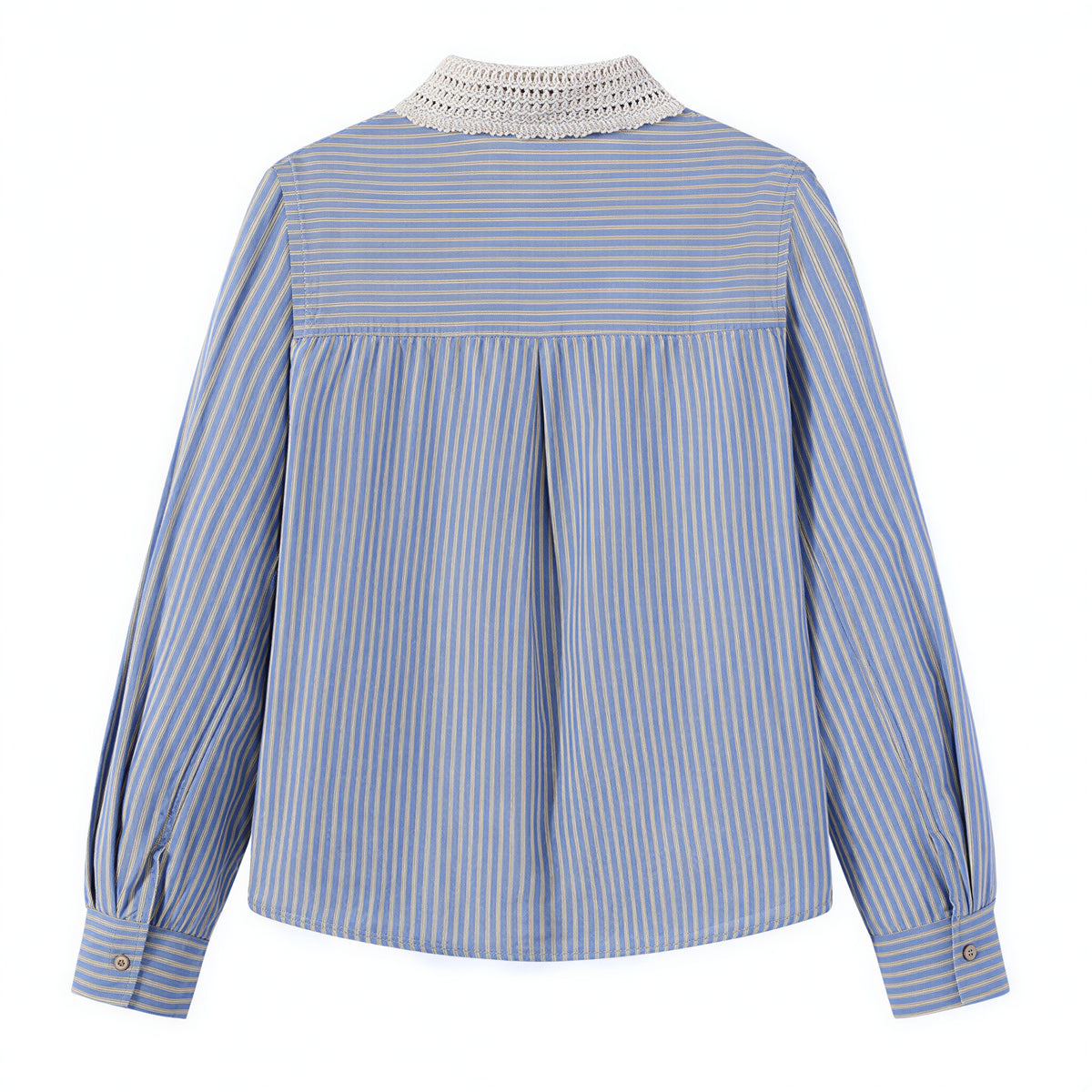 「秋季新品 」蕾絲翻領條紋襯衫