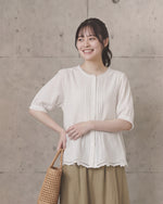 M-2XL 白色鏤空花邊 | 立領排扣 寬鬆短袖襯衫