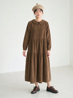 「秋季新品 」 M-2XL 娃娃領寬鬆層次長袖洋裝
