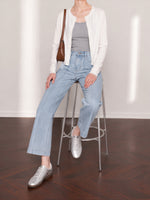 「秋季新品 」「2色」S-XL 高腰中線寬褲牛仔褲