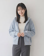 「秋季新品 」淺藍色 寬鬆短版抽繩連帽衛衣