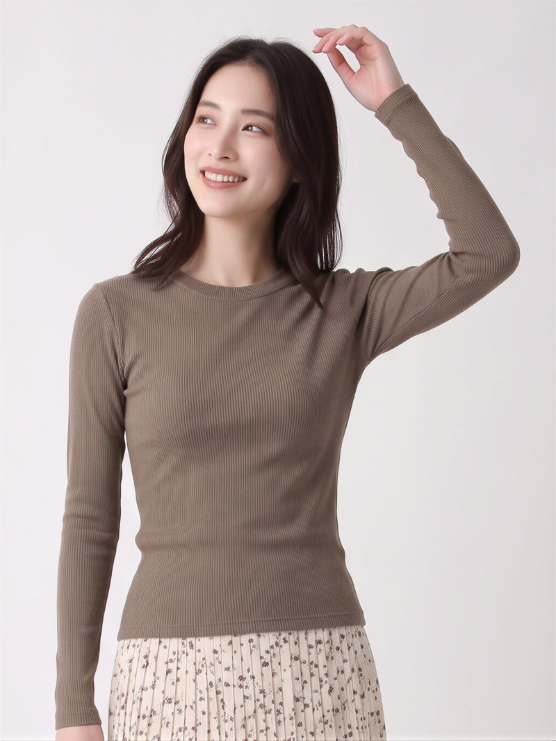 「多色」「秋季新品 」S-4XL 日系基本款休閒正肩 純色圓領收腰顯瘦長袖T