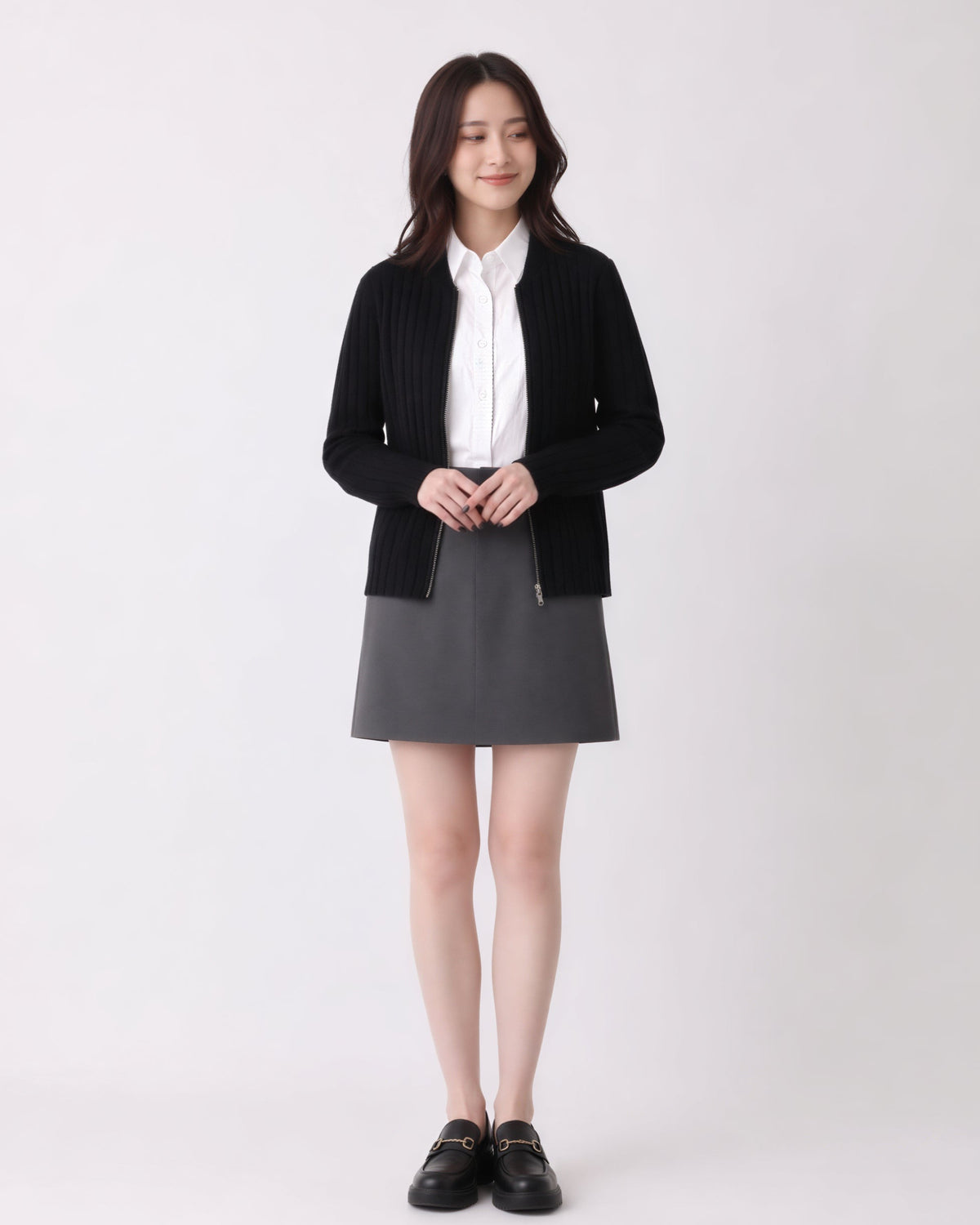 「秋季新品 」「兩色」S-2XL 直條紋修身短版針織開衫