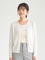 「秋季新品 」「多色」竹節肌理 紗線質地柔軟細膩 V領針織開襟衫